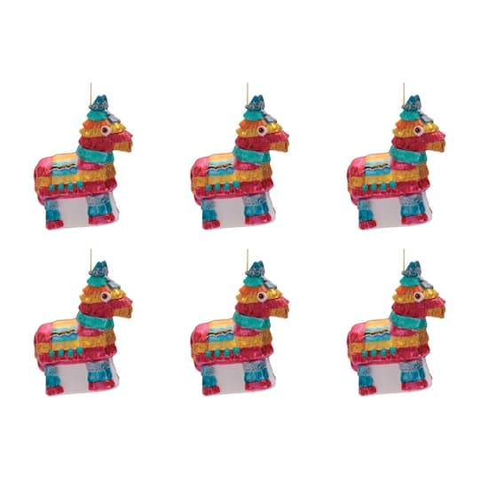 Melrose 4.25" Pinata Glass Ornaments, 6ct.